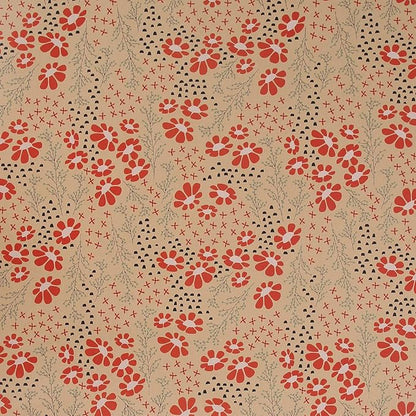 Aimyoo Kraft Floral Wrapping Paper Roll, All Occasion Vintage Red Flower Gift Wrap for Wedding Birthday Bridal Shower, 17 inch x 10 ft