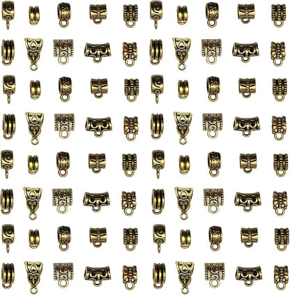 WOCRAFT 60pcs Antique Gold Bails Charms Bracelet Charms for Jewelry Making Sets DIY Necklace Bracelet Keychain Crafting Charms Kit Craft Supplies (SN852)
