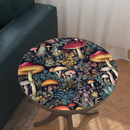 Wallpaper Peel and Stick Vintage Mushroom Contact Paper Floral Wall Paper for Shelf Liner Cabinet Bedroom Removable Waterproof Black Colorful 17.5 x 393.5In