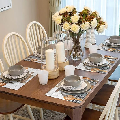 Fork Spoon Kitchen Table Placemats Set of 6 Retro Wooden Tableware Print Placemat Indoor Outdoor Party Home Desktop Dining Room Decoration 12x18 Inch