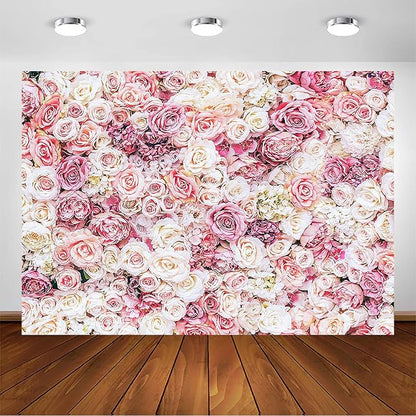 Avezano Floral Backdrop for Parties Photoshoot Pink Rose Flowers Wedding Birthday Party Baby Shower Bridal Shower Simulation Printing Flower Wall Photobooth Photography Background for Picture (10x7ft)