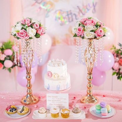 Flower Centerpieces for Wedding Tables: Wedding Table Decorations Pink & White Flower Balls Centerpieces for Engagement Cerebration Party Center Pieces 6 Packs