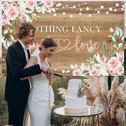 Mocsicka Rustic Nothing Fancy Just Love Backdrop Floral Bridal Shower Background Wedding Party Decorations Photo Booth Props (6x3.6ft)