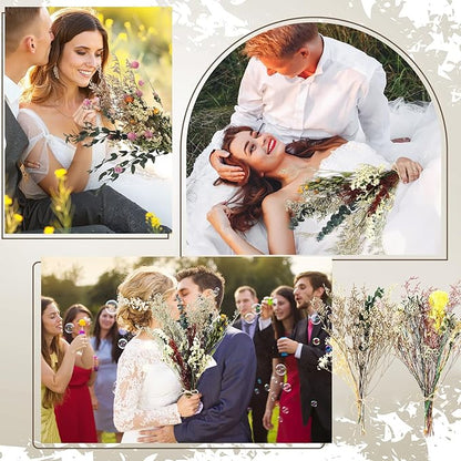 6 Pack Boho Dried Flowers Bouquet Large Size 15-17 Inch Wedding Handmade Dry Flowers Bundles for Vase Craft DIY Photo Boutonniere for Floral Plant for Bridesmaid Gift Birthday Decor (Classic)
