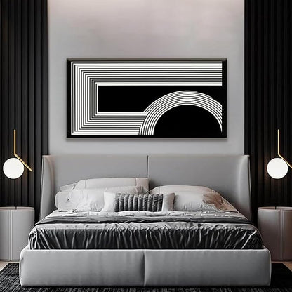 TAIJXAGSG Canvas Art Wall Decor Modern Line Art Prints Black And White Abstract Art Print Painting Modern Artwork Decorations For Living Room Pictures For Bedroom Office Home Wall Decor 24 X 48 In