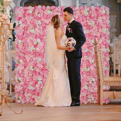 Flower Wall Backdrop 9pcs 16.5x16.5 Inch Flower Wall Decor Artificial Floral Wall Panel Ideal for Wedding Celebrations, Festive Party Birthday Backdrops and Elegant Home Decor