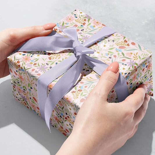Jillson Roberts Bulk Gift Wrap, Everyday Gift Wrapping Supplies, Delicate Floral 1/2 Ream 417 feet x 30 inches