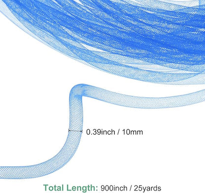 Mesh Tube Ribbon 25 Yards, 10mm Elastic Fabric Ribbons Mesh Tubing for Crafts/Gift Wrapping/Flower Bouquets/Wedding/Birthday/Holiday/Wreaths Christmas/Decoration[Blue]