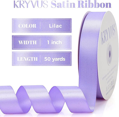 Premium Double Faced Satin Lilac Ribbon, 1 Inch X 50 Yards, Perfect for Gift Wrapping, Crafts, Wedding Decor