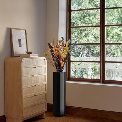 27.5 Inch Tall Floor Vase, Modern Black Resin Vase for Living Room Decor, Waterproof Sturdy Design, Elegant Home Office Decoration