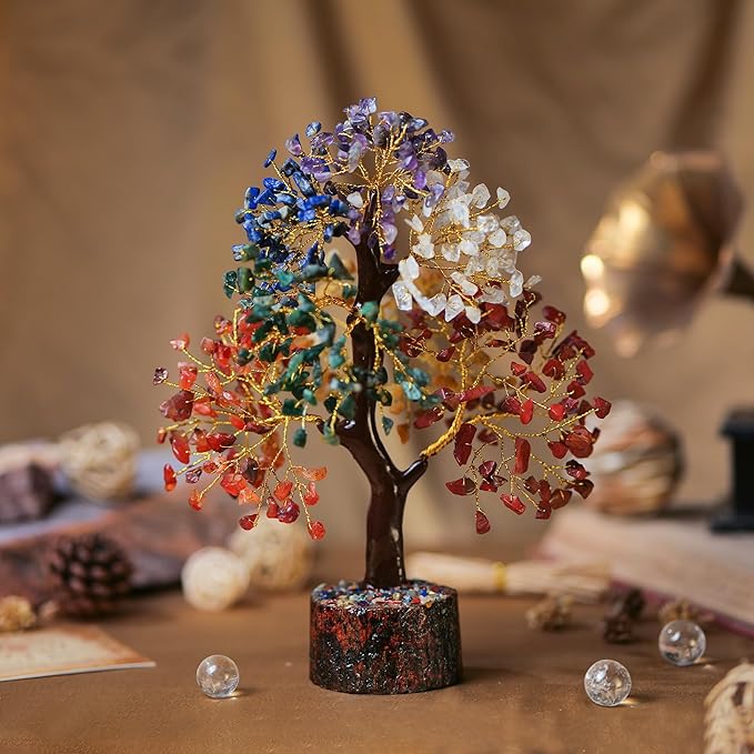 Seven Chakra Tree of Life for Positive Energy - Feng Shui Crystals and Healing Stones, Crystal Decoration, Money Handmade 7 Chakra Stone Tree, Healing Crystals, Spiritual Gifts