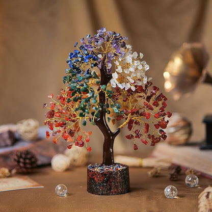 Seven Chakra Tree of Life for Positive Energy - Feng Shui Crystals and Healing Stones, Crystal Decoration, Money Handmade 7 Chakra Stone Tree, Healing Crystals, Spiritual Gifts