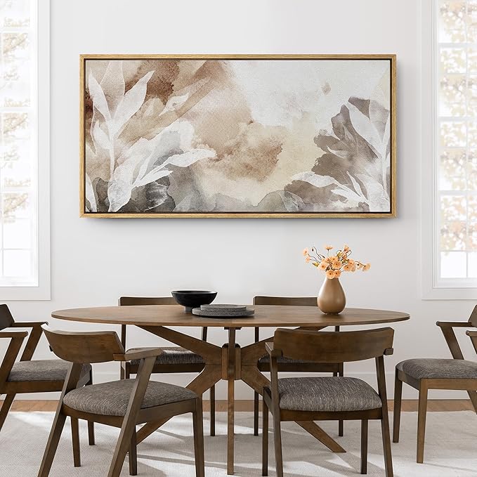 SIGNFORD Extra Large Framed Canvas Print Wall Art Whispers of Nature an Abstract Watercolor Illustrations Modern Art Relax/Calm Warm for Living Room, Bedroom, Office - 60"x30"