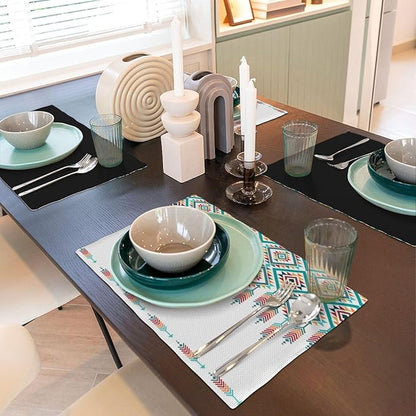 Southwest Aztec Placemats,Native American Washable Waterproof Table Place Mats Set of 6 for Dining Room Kitchen Table 12 X 18 Inch 6 PCS, Style-14