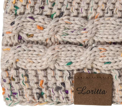 Loritta Womens Ear Warmers Headbands Winter Warm Fuzzy Cable Knit Head Wrap Fleece Lined Gifts