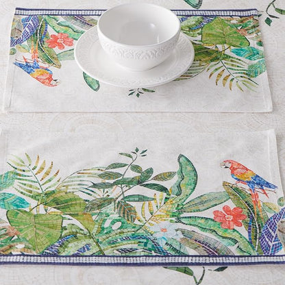 Maison d' Hermine Placemats 100% Combed Cotton Premium Set of 4 Dinner Placemat, Decorative Washable Cloth Placemat, Dining, Buffet Parties & Camping - Mosaic (13"x19")