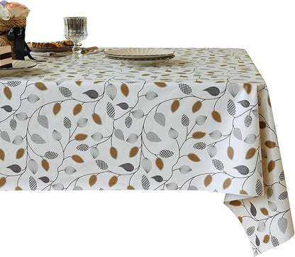 Rectangle Table Cloth,100% Waterproof Tablecloth Oil Proof Spill Proof Vinyl Table Cloth, Wipe Clean Plastic Table Cover for Dining, Camping, Indoor and Outdoor 54" x 102",Leaf