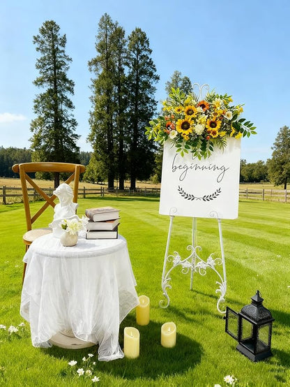 Artificial Flowers, Wedding Decor，Flower Garland Be Suited to Banquet, Party, Reception Entrance Welcome Sign and Background Decoration (Sunflower)