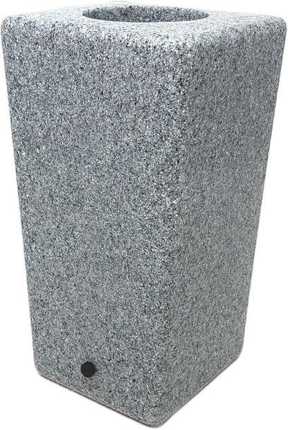 OPTIMUM Square Memorial Cemetery Flower Vase - Plastic (Light Grey Granite) with Metal Ground Spike, Grave Marker, Decorations for Gravesite, Headstone Flowers Holder, Garden Lawn & Yard