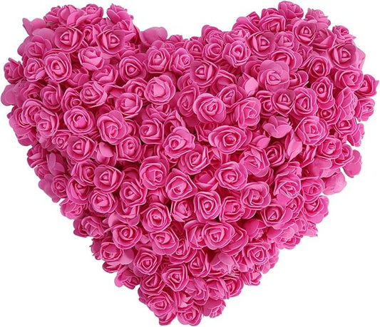Mini Foam Rose Heads 500PCS Artificial Flower Foam Fake Flower Bulk for DIY Crafts Wedding Bouquets Baby Shower Centerpieces Floral Arrangements Party Tables Home Decorations(Deep Pink)