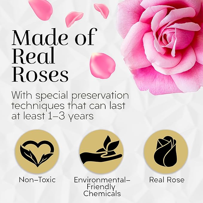 GLAMOUR BOUTIQUE Eternal Preserved Roses in a Box - Flowers Forever, Rose Forever in a Box for Wife, Birthday Gifts for Her, 12 Roses, Pink