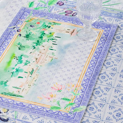 Maison d' Hermine Placemat 100% Combed Cotton Premium Cloth Placemats 13"x19" Washable Place Mats, Home, Kitchen, Dining, Cocktail Parties & Camping -Luberon (Set of 4)