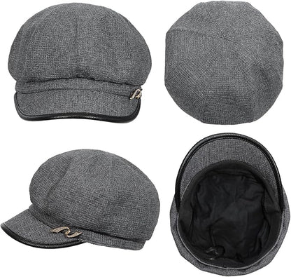 Women Retro Classic Visor Newsboy Cabbie Cap Beret Hats with Flower Buckle for Woman Ladies