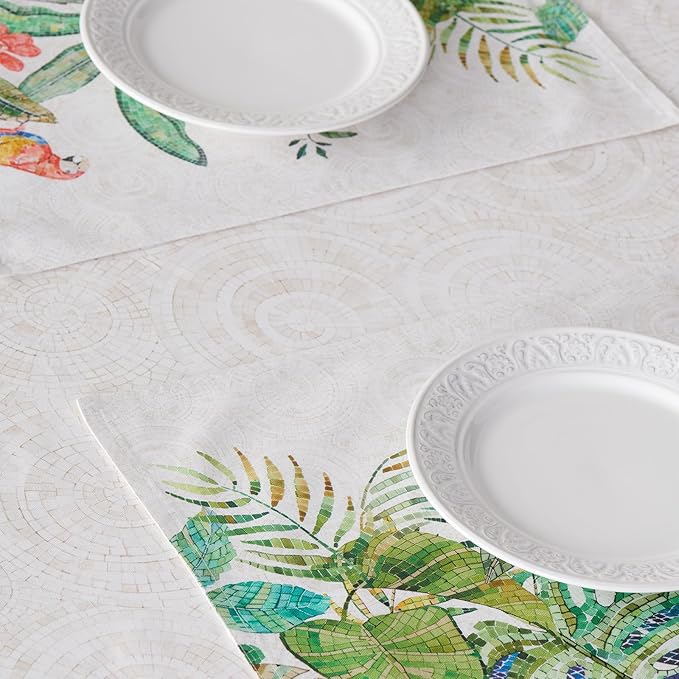 Maison d' Hermine Placemats 100% Combed Cotton Premium Set of 4 Dinner Placemat, Decorative Washable Cloth Placemat, Dining, Buffet Parties & Camping - Mosaic (13"x19")