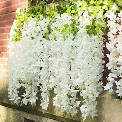 Yastouay 38 Pcs Wisteria Hanging Flowers, 3.77 Ft/Pcs Artificial Hanging Flowers, White Fake Wisteria for Wedding Party Ceremony Backdrop Home Decoration