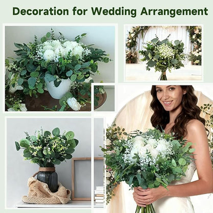 150 Packs 5 Kinds Artificial Greenery Stems Mixed Artificial Eucalyptus Wedding Bouquet Bulk Fake Eucalyptus Stems Greenery Leaves for Vase Wedding Home Table Decor DIY Bouquets (Green)