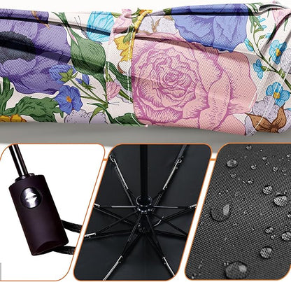 Small Compact Travel Automatic Folding Umbrella for Women, Portable Lightweight, Rain, Wind, UV Sun Shade