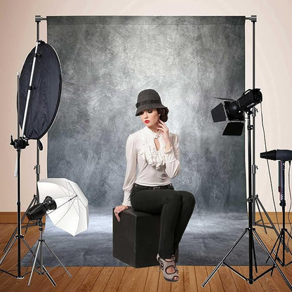 Abstract Professional Photography Backdrop for Portrait Photo Props Booth Background Photoshoot Studio with Polyester Fabric Roller Pocket on Top (8x12ft,Grey,No Stand)