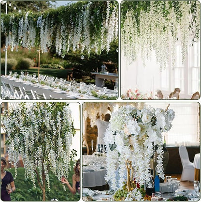 Wisteria Hanging Flowers,Fake Hanging Flowers,Wisteria artificiales Garland for Home Wedding Arch Floral Party Garden Ceremony Outdoor Decor,3.6 feet Long(36,White)