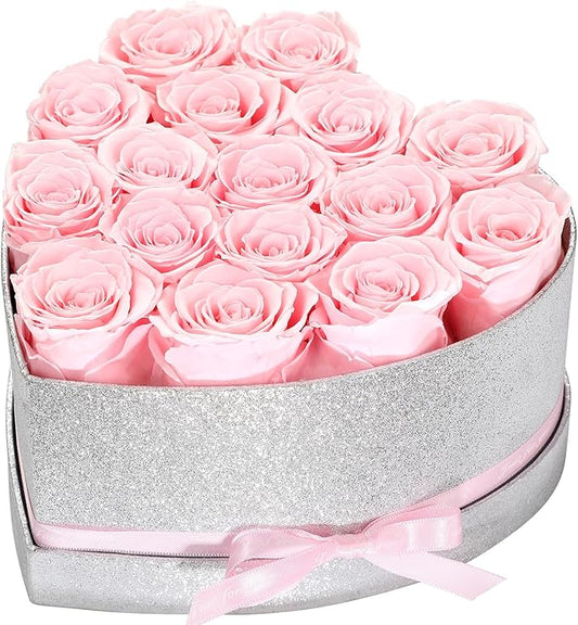 Flowers for Delivery, 16 Pink Forever Roses in a Box, Preserved Flowers Anniversary Mothers Day Birthday Valentines Day Gifts for Women Mom Wife Girlfriend Her Grandma