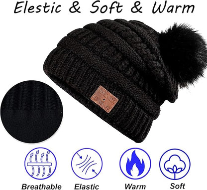 Wireless Music Beanie Women Beanie Girls Hat Over Ear Headset Sports Stereo Headphone with Microphone Speaker Womens Beanie