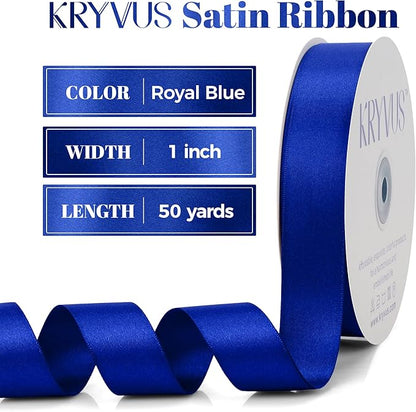 Royal Blue Satin Ribbon, 1 Inch X 50 Yards, Premium Polyester, Perfect for Gift Wrapping, Crafts, Wedding Decor