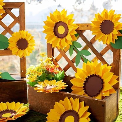 11PCS Paper Flowers Decorations for Wall,Spring Artificial Sunflowers Bulletin Board Decoration 3D Paper Flowers Hanging for Party Wedding Baby Shower Tea Party Backdrop Decor