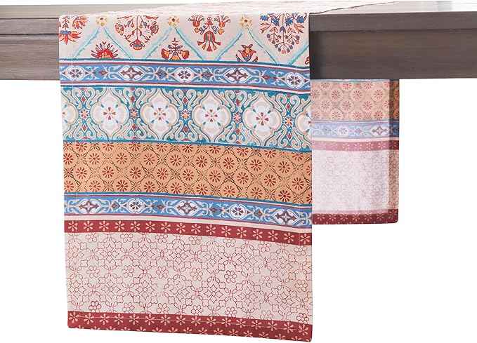Maison d' Hermine Table Runner 100% Cotton Single Layer Table Runners 72 inches Long for Thanksgiving Christmas Decorations Home Kitchen Dining Party Wedding (Romane, 14.5" x 72")