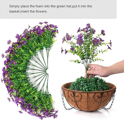 HyeFlora Artificial Fake Hanging Plants Flowers with Basket Outdoor Decor Faux Silk Dasiy Flower Arrangements in Pot Planter for Porch Home Indoor Patio Garden Yard Decoration