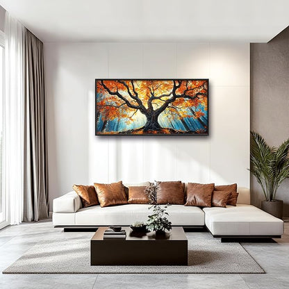 Extra Large Tree of Life Framed Wall Art for Living Room,Fall Autumn Forest Sunrise Landscape Pictures Wall Decor,Nature Canvas Print Painting Modern Artwork Bedroom Office Bathroom 60L x 30W