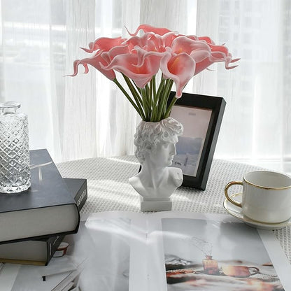 Mandy's PU Light Pink Calla Lily Artificial Flowers 20 Stems 13.5in Faux Realistic Centerpiece for Thanksgiving and Christmas Decorations DIY Bridal Bouquet Home Décor