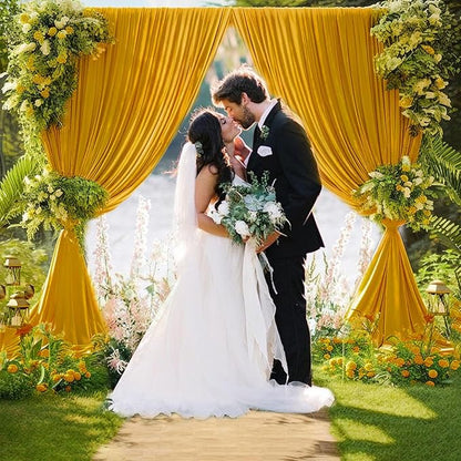 10 x 10 Feet Gold Backdrop Curtain for Partie, Stain Background Curtains for Photoshoot, Birthday, Wedding, Halloween, Thanksgiving, Christmas, New Year Party Decorations 5Ft x 10Ft, 2 Panels