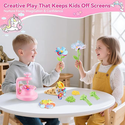 Hamdol DIY Flower Bouquet Craft Kit for Girls Ages 4-8, Creative Fabric Flower Making Set, Educational STEM Toy for Kids 5 6 7 8, Preschool Arts & Crafts Birthday or Christmas Gift for Boys and Girls