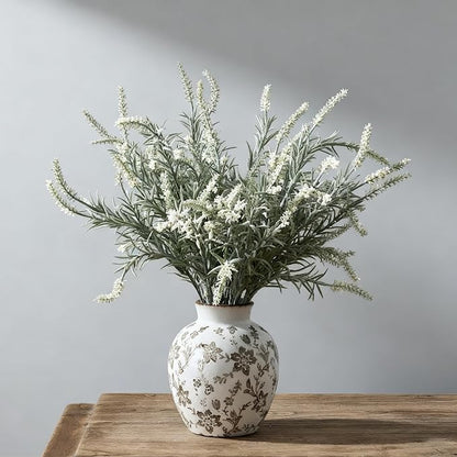 SIDUCAL Ceramic Vintage Vase, 5.83 Inch Retro Ice Cracked Chinoiserie Floral Vase, Rustic Farmhouse Vases for Home Decor, Bookshelf, Garden, Chinoiserie Decor, Tuscan Decor, Brown Floral Pattern