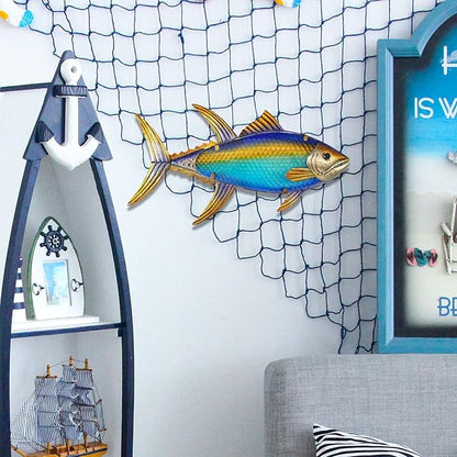 LIFFY Metal Fish Wall Decor Fish Metal Wall Art Hanging Outdoor Wall Art for Outdoor Ocean Beach Sea Pool Decor