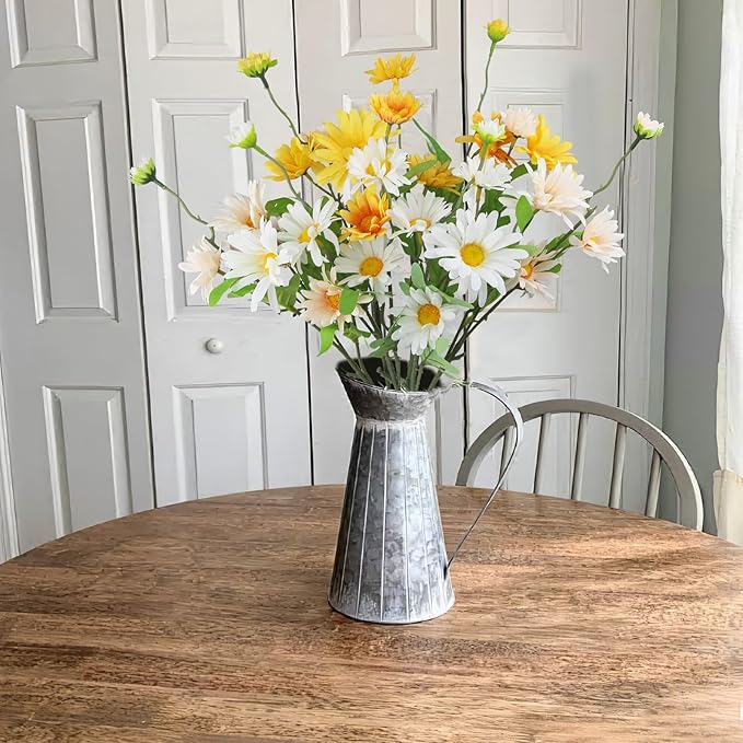 6 Pcs Artificial Daisy Flowers Silk Flower Outdoor UV Resistant Artificial Wildflowers for Decoration Bulk Faux Flowers for Vase Floral Arrangements Home Table Centerpieces Indoor Garden