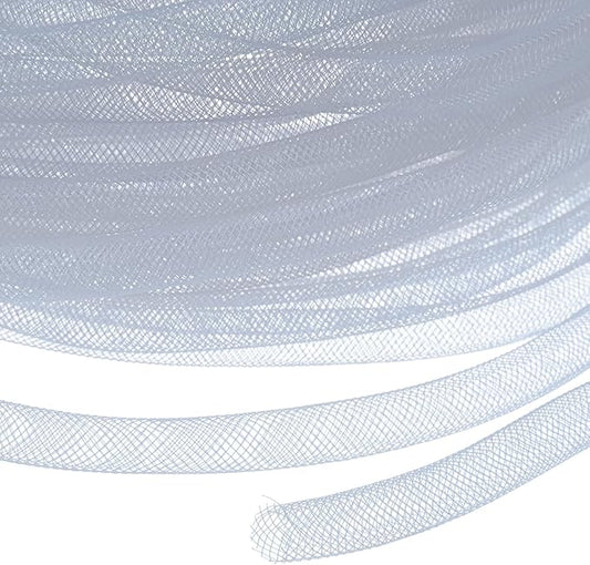 Mesh Tube Ribbon 25 Yards, 10mm Elastic Fabric Ribbons Mesh Tubing for Crafts/Gift Wrapping/Flower Bouquets/Wedding/Birthday/Holiday/Wreaths Christmas/Decoration[Taupe Gray]