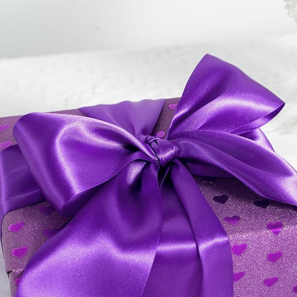 MEEDEE Purple Satin 3 Inch Ribbon Lux Double Faced Satin Ribbon Dark Purple Halloween Ribbons by 10 Yards Purple Ribbons for Christmas Tree, Flower Bouquet, Weddings, Bow Making