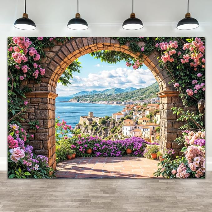 Garden Backdrop, Colorful Flower Floral Blossom Newborn Baby Shower Party Supplies Decoration Background Portrait Photoshoot Home Wall Decor Photo Studio Props 20x10ft