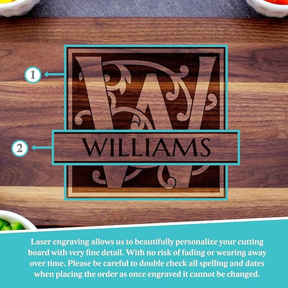 Blue Ridge Mountain Gifts Personalized Cutting Board for Wedding or Anniversary - Laser Engraved Wood Board - Custom Charcuterie Food Tray, Christmas Gift Cutting Board for Mom for Dad